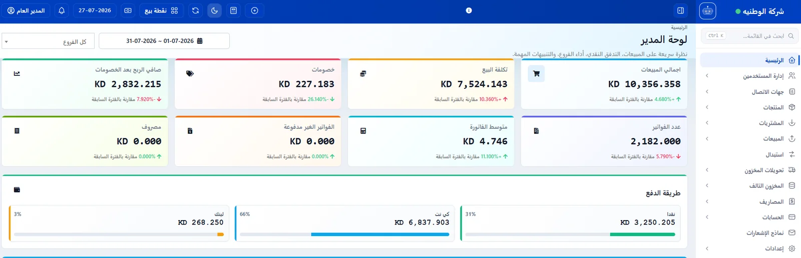 برنامج ملابس وبوتيك في الكويت للمقاسات والألوان والمخزون